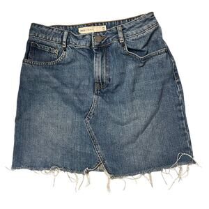 Asos Medium Wash Raw Hem Cutoff Denim Skirt Size US 6